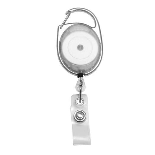 Translucent Carabiner Badge Reels - Clear - Clear Strap - 100 per pack