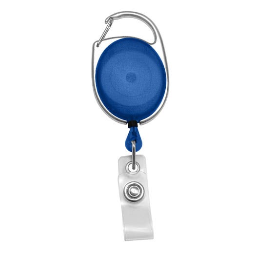 Translucent Carabiner Badge Reels - Blue - Clear Strap - 100 per pack