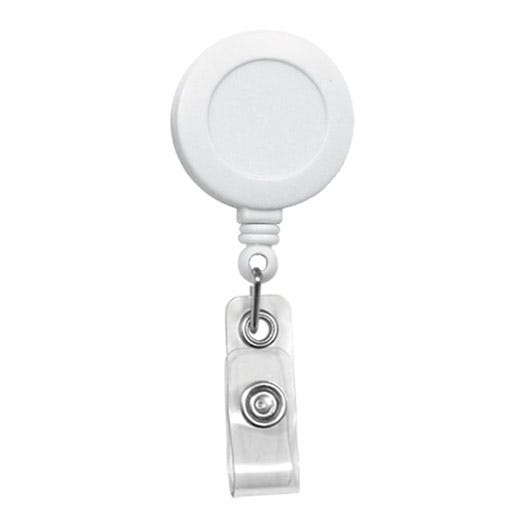 Round Badge Reels - White - Swivel Clip - Clear Strap - 100 per pack