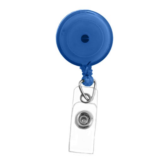 Translucent Badge Reels - Blue - Swivel Clip - Clear Strap - 100 pack