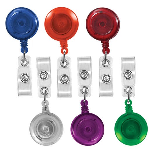 Translucent Round Badge Reels - 1.25'' - Swivel Spring Clip - Clear Strap - 100 per pack