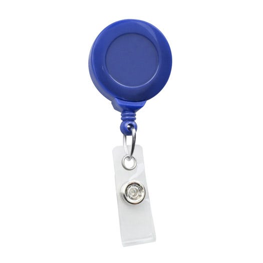 Round Badge Reels - Royal Blue - Swivel Clip - Clear Strap - 100 pack