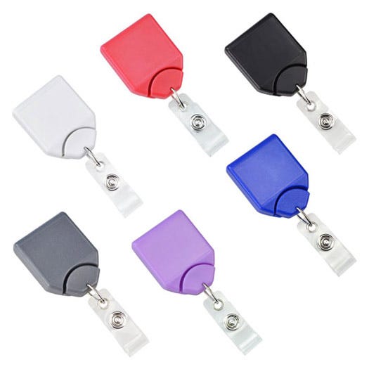 No-Twist Square Badge Reel - 1.31'' - Swivel Spring Clip - Clear Strap - 25 per pack