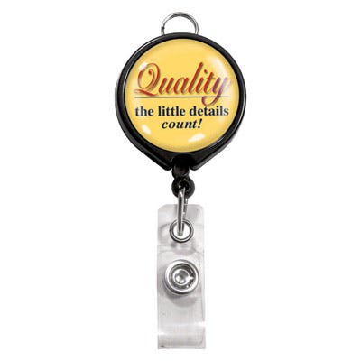 Custom Round LogoReel Badge Reels - 1.25'' - Belt Clip - Clear Strap - 100 per pack