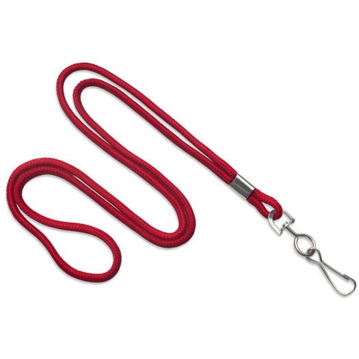 1/8'' Red Round Braid Lanyard with Swivel Hook - 100 per pack