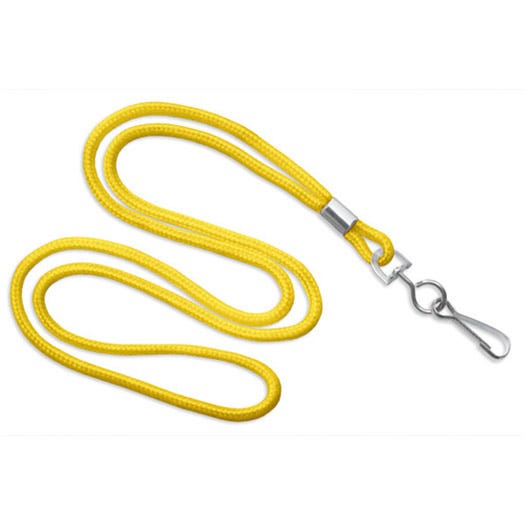 1/8'' Yellow Round Braid Lanyard with Swivel Hook - 100 per pack