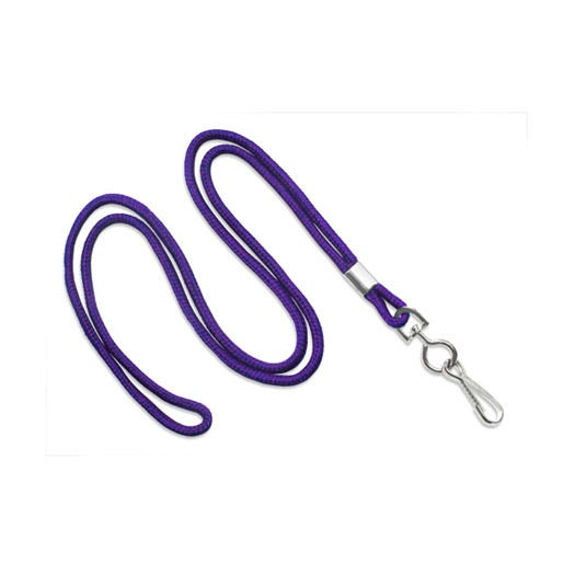 1/8'' Purple Round Braid Lanyard with Swivel Hook - 100 per pack