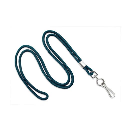 1/8'' Teal Round Braid Lanyard with Swivel Hook - 100 per pack