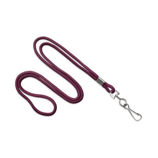 1/8'' Maroon Round Braid Lanyard with Swivel Hook - 100 per pack