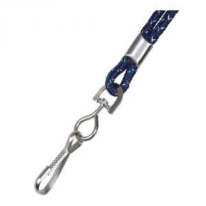 1/8'' Navy Blue Round Metallic Non-Breakaway Lanyard w/ Swivel Hook - 100 per pack