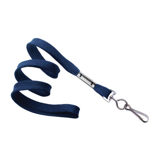 3/8'' Navy Blue Flat Braid Lanyard with Swivel Hook - 100 per pack
