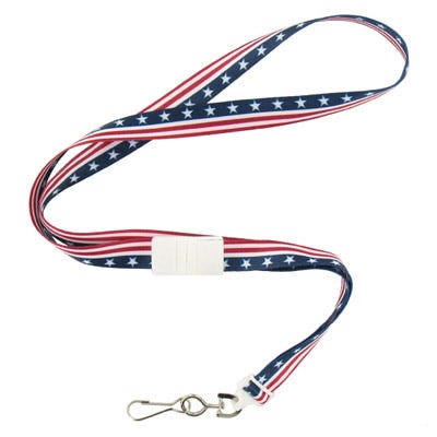 5/8'' Flat UltraWeave Stars & Stripes Patriotic Lanyard w/ Breakaway & Swivel Hook - 100 per pack