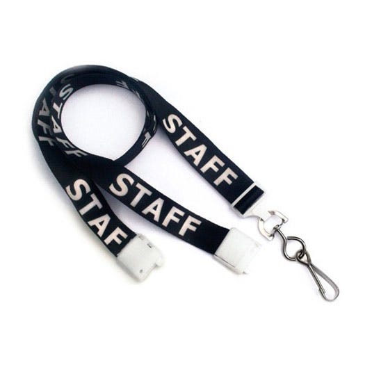 5/8'' Flat UltraWeave ''Staff'' Lanyard w/ Safety Breakaway & Swivel Hook - 100 per pack