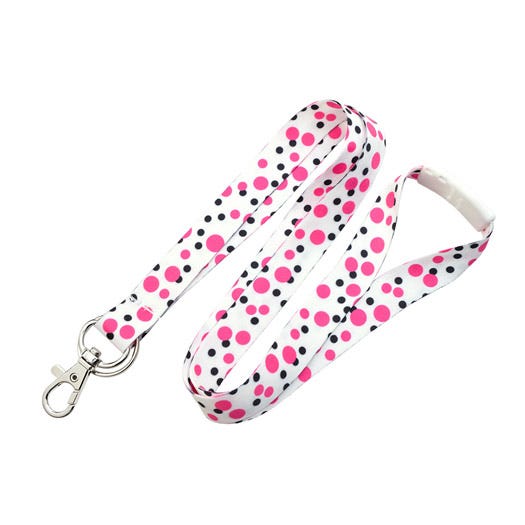 5/8'' Pink Polka Dot Lanyards with Trigger Hook - Breakaway - 10 Per Pack