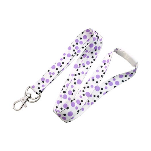 5/8'' Purple Polka Dot Lanyards with Trigger Hook - Breakaway - 10 Per Pack