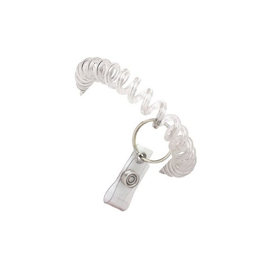 Clear Wrist Coil w/ Clear Vinyl Strap & Split Ring - 250 per pack