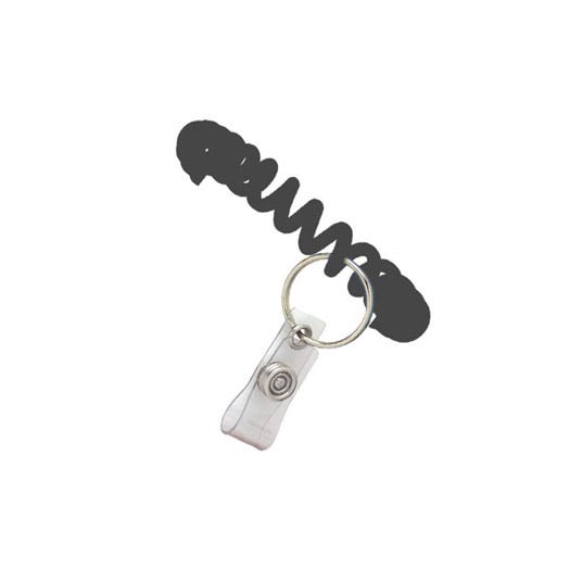 Black Wrist Coil w/ Clear Vinyl Strap & Split Ring - 250 per pack