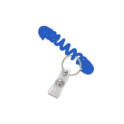 Blue Wrist Coil w/ Clear Vinyl Strap & Split Ring - 250 per pack