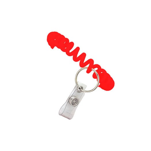 Red Wrist Coil w/ Clear Vinyl Strap & Split Ring - 250 per pack