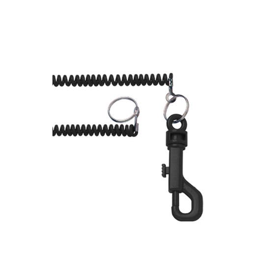 Heavy Duty Black Nylon Coil w/ Split Ring & Swivel Snap Hook - Standard Size - 5000 per pack