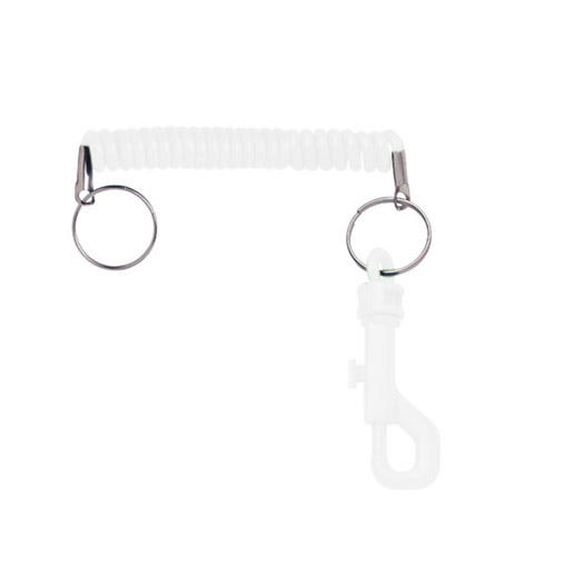 Heavy Duty White Nylon Coil w/ Split Ring & Swivel Snap Hook - Standard Size - 5000 per pack