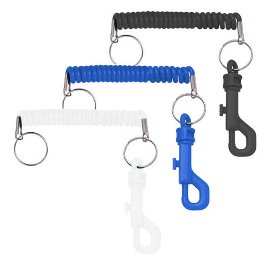 Heavy Duty Nylon Coil w/ Split Ring & Swivel Snap Hook - 100 per pack