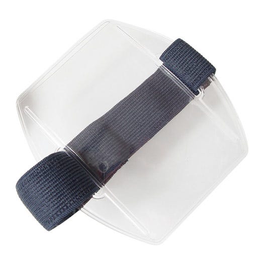 Vertical - Flexible Badge Holder with Navy Blue Arm Band - 25 pk