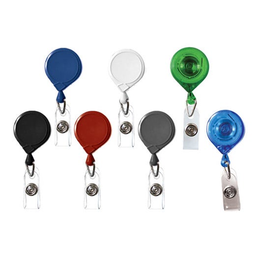 Round Badge Reels - Mini-Bak - Belt Clip - Clear Strap - 25 Pack