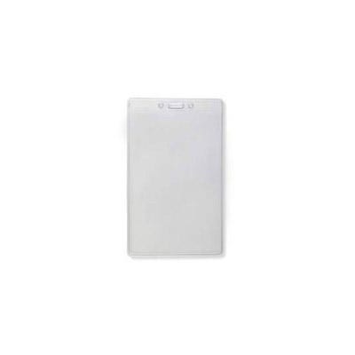 Premium Vinyl Vertical Badge Holder w/ Slot & Chain Holes - 100 pack