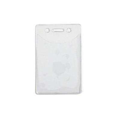 Premium Clear Vinyl - Vertical - Two-Pocket Badge Holder with Slot & Chain Holes - 100 per pack