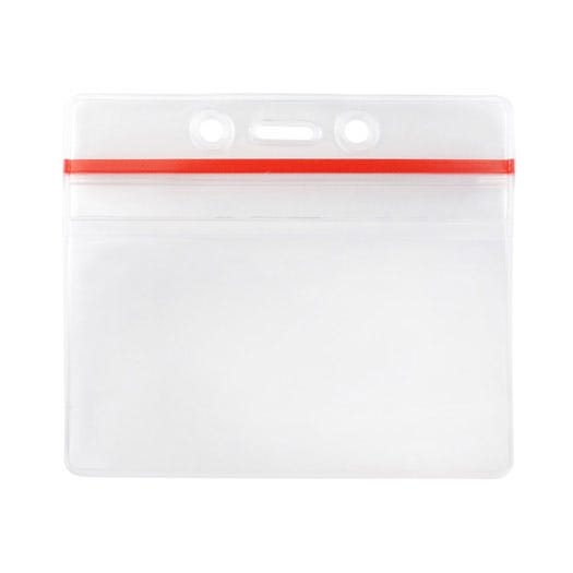 Red Zipper Closure Govn't Size Horizontal Badge Holder - 100 pack