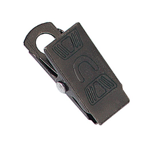 2 1/16'' Black Oxide 2-Hole Bulldog Badge Clip - 5000 per pack