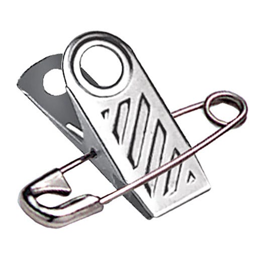 1'' Ribbed-Faced 1-Hole Badge Clip w/ Safety Pin - 5000 per pack