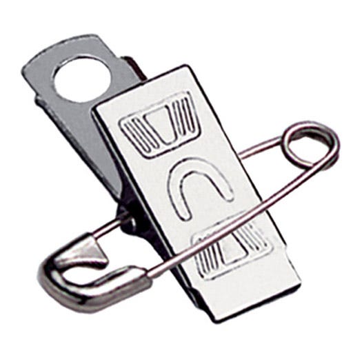1 3/16'' Bulldog 1-Hole ''U'' Badge Clip w/ Safety Pin - 5000 per pack