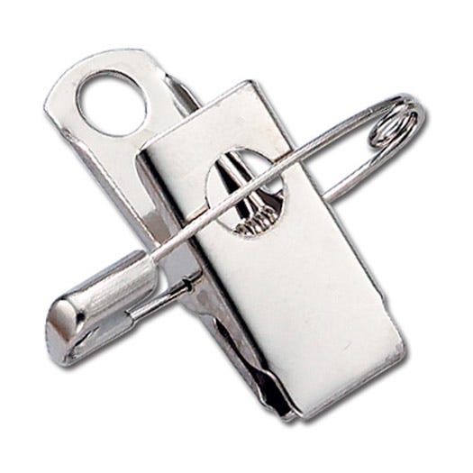 1 3/16'' Smooth-Face 1-Hole Badge Clip w/ Safety Pin - 5000 per pack