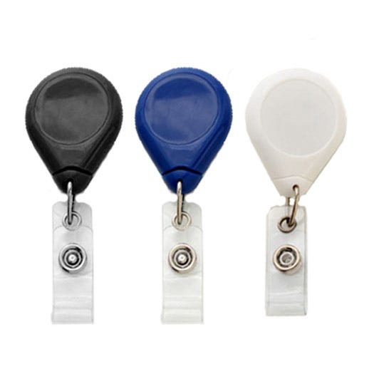 Premium Round Badge Reels - Swivel Spring Clip - Clear Strap - 25 per pack