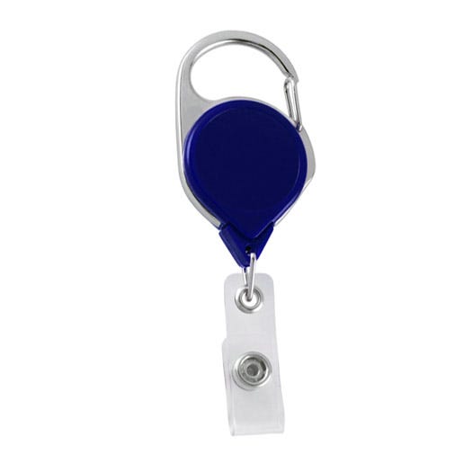 Round Carabiner Badge Reel w/ Belt Clip - Royal Blue - 25 per pack