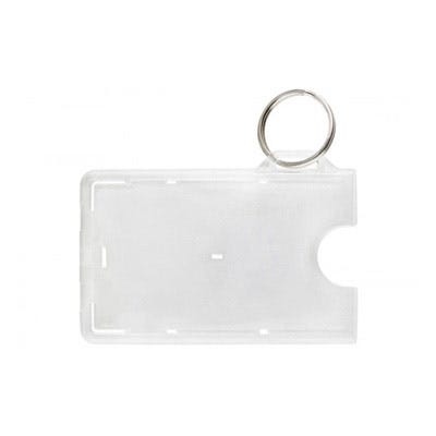 Frosted Rigid Plastic Horizontal Card Holder w/ Slot and Key Ring - 50 per pack