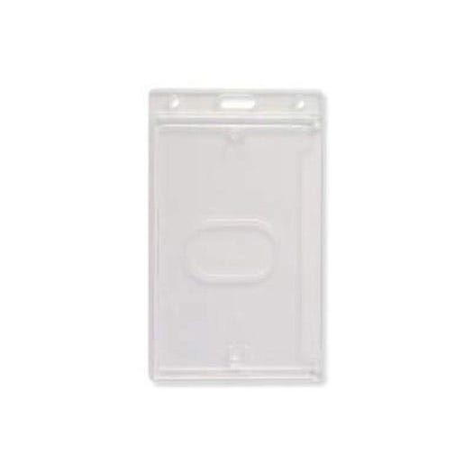 Clear Rigid Plastic Vertical Badge Holder w/Slot and Chain Holes - 50 per pack