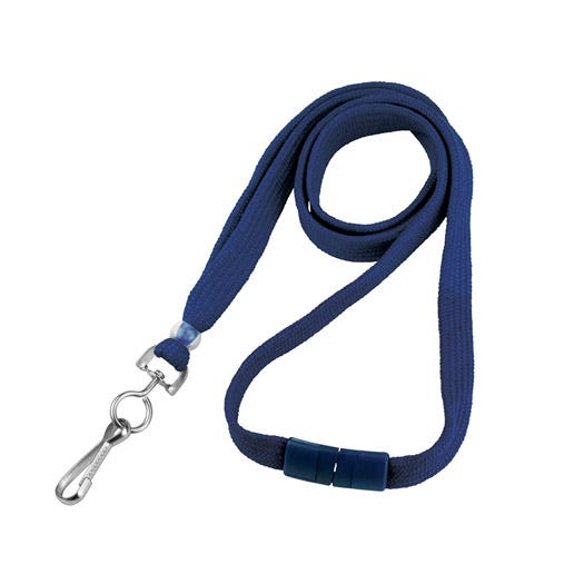 3/8" Navy Blue Flat Lanyard with Swivel-Hook - Breakaway - 100 per pack