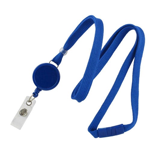 Round Badge Reels with Breakaway Lanyards (3/8", Card Clamp, 100-Pack)