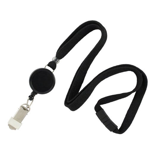 Round Badge Reels - Breakaway Lanyard - 3/8'' - Card Clamp - 100 per pack