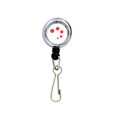 Custom Round Badge Reels - Chrome Finish - Spring Clip - Qty 100