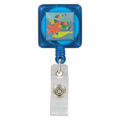 Custom Translucent Square Badge Reels - 1.25'' - Belt Clip - Clear Strap - 100 per pack