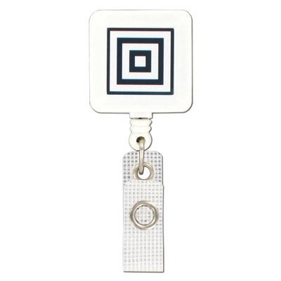 Custom Square Badge Reels - 1.25'' - Belt Clip - Durable Strap - 100 per pack