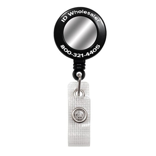 1.25'' Custom Round Badge Reels with Belt Clip & Clear Strap - Pack of 100