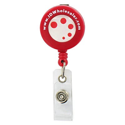 Custom Round Badge Reels - 1.25'' - Spring Clip - Clear Strap - 100 per pack