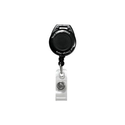Custom Round Badge Reels - 1.25'' - Lanyard Attachment - Clear Strap - 100 per pack