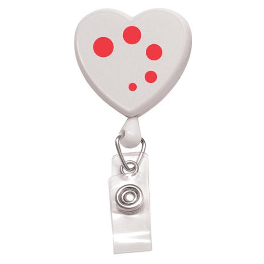 Custom Heart Shaped badge Reels - 1.25'' - Swivel Spring Clip - 100 per pack