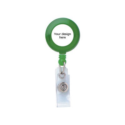 Custom Translucent Round Badge Reels - 1.25'' - Swivel Spring Clip - Clear Strap - 100 per pack